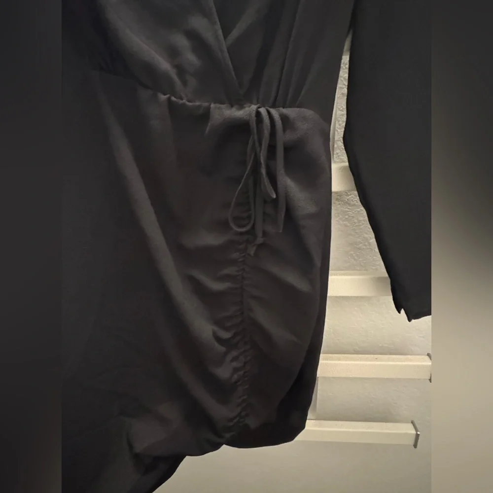 ZARA Black Long Sleeve V Neck Dress size Small - Picture 3 of 6